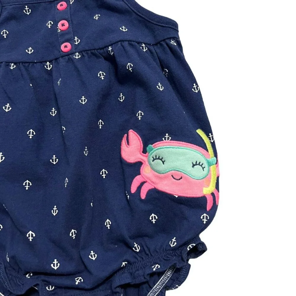 Carter's 12m Crab Appliqué Anchor Bubble Romper
